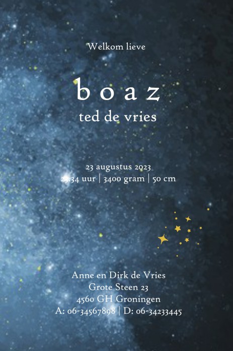 Geboortekaartje beren kijken naar de maan en sterren. Love you to the moon and back prachtig geïllustreerd. De maan en sterren kunnen ook in goudfolie voor een extra warm effect. Kijk eens bij onze romantische geboortekaartjes en vraag een proefdruk aan. 