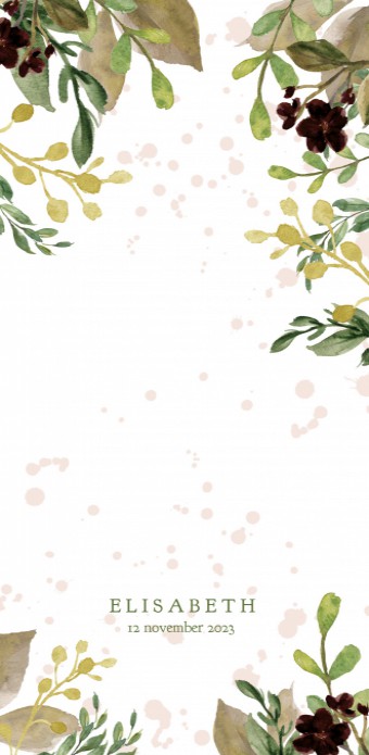 Geboortekaartje botanisch aquarel