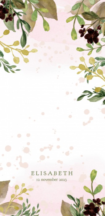 Geboortekaartje botanisch aquarel