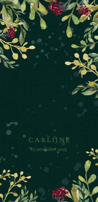 Geboortekaartje botanisch aquarel