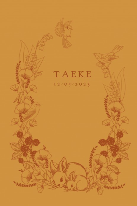 Geboortekaartje botanisch kader met konijntjes