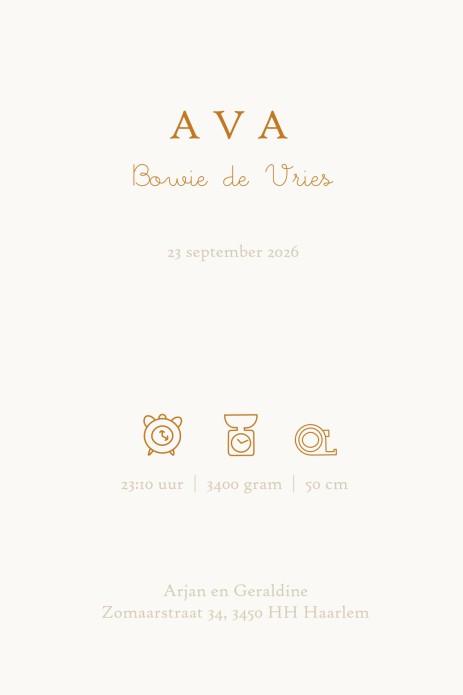 Geboortekaartje botanisch monogram. Klassiek stijlvol geboortekaartje in rustige aardse tinten. Je kunt de kleur aanpassen naar elke gewenste andere kleur. Het hele alfabet is beschikbaar, dus heb je een andere hoofdletter nodig, mail ons even.