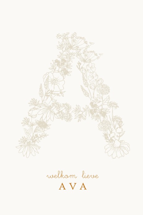 Geboortekaartje botanisch monogram