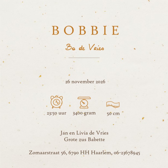 Geboortekaartje bohemian sterren maan. In parchtige warme kleuren samengesteld en zodoende een heel hip en eigentijds geboortekaartje. Met de editor kun je zelf aan de slag en het helemaal eigen maken. Vraag eens een gratis proefkaartje aan via de website