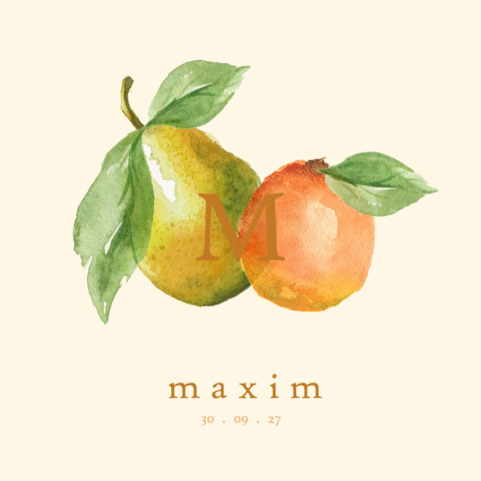 Geboortekaartje zomers citrus fruit