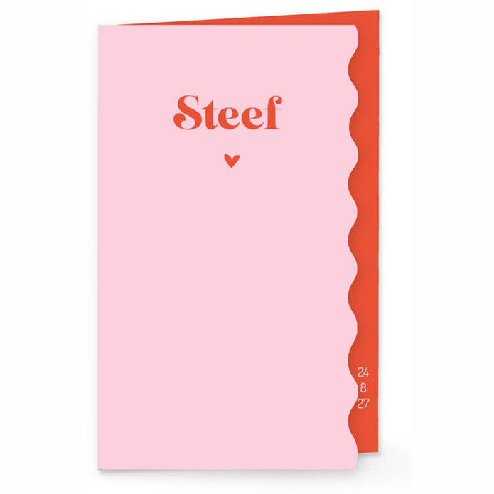 Een uniek geboortekaartje met golvende rand. Een klassiek geboortekaartje maar wel op een hele bijzondere wijze vervaardigd. Het is ook mogelijk om er folie aan toe te voegen. Met de editor kun je zelf de kaart personaliseren.