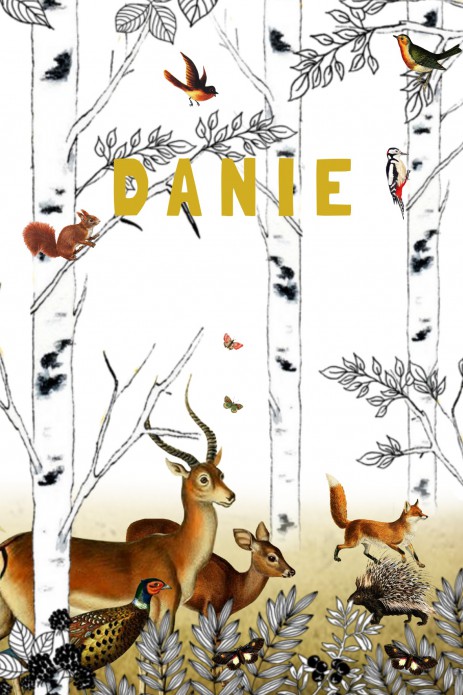 Geboortekaartje dieren woud met herten