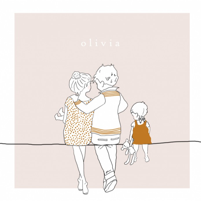 Geboortekaartje gezin met dochter in foliedruk