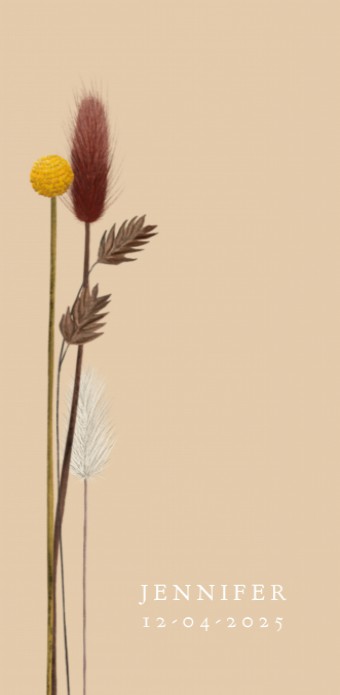 Geboortekaartje met droogbloemen