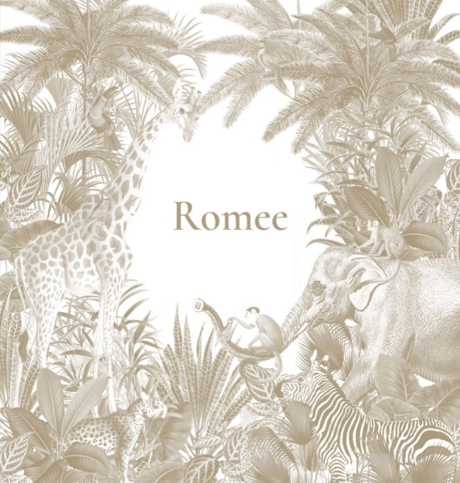 Geboortekaartje jungle in monotoon beige