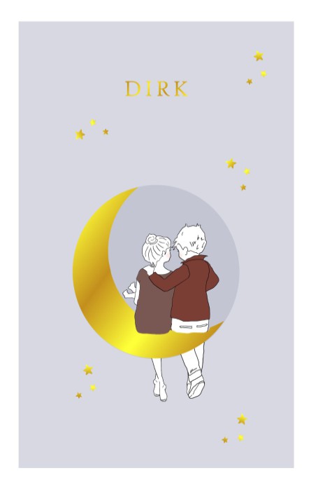 Geboortekaartje foliedruk met vader en moeder