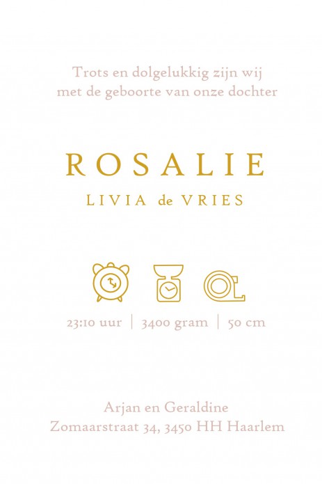 Geboortekaartje foliedruk monogram watercolour. Geboortekaartje met foliedruk is héél stijlvol en chique. Het maakt jouw kaartje extra bijzonder voor jullie kindje. Er zijn verschillende soorten foliedruk om tussen te kiezen. Ga zelf aan de slag met jouw 