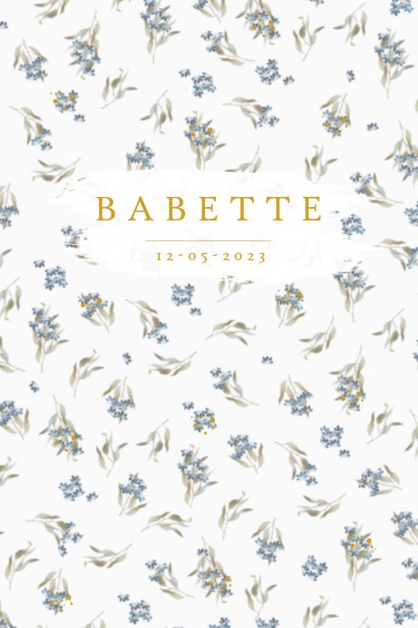 Geboortekaartje foliedruk schattig bloemenpatroontje