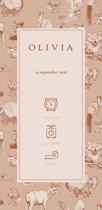 Geboortekaartje 'Forest Friends' van Annet Weelink Design.