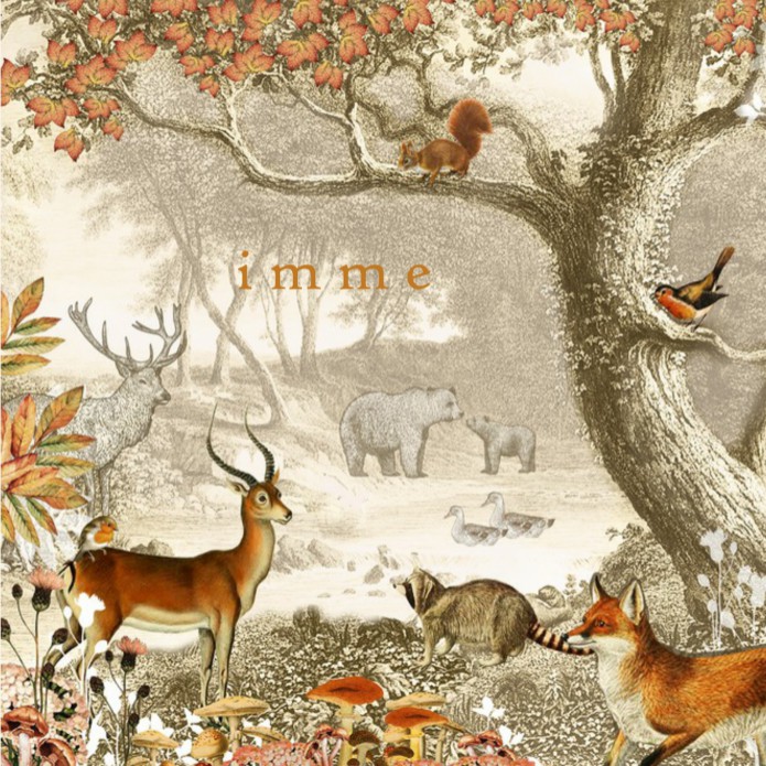 Geboortekaartje bos met bosdieren vintage