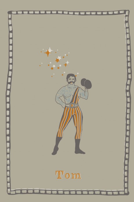 Geboortekaartje gewichtheffer vintage circus