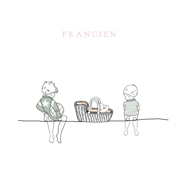 Geboortekaartje gezin baby met grote broers