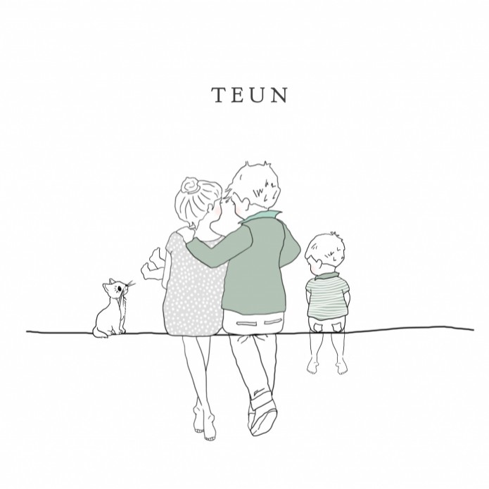 Geboortekaartje gezin jongen grote broer met kat