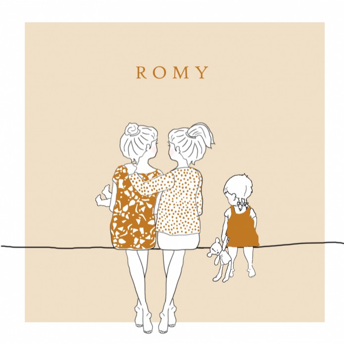 Geboortekaartje gezin met dochter in foliedruk