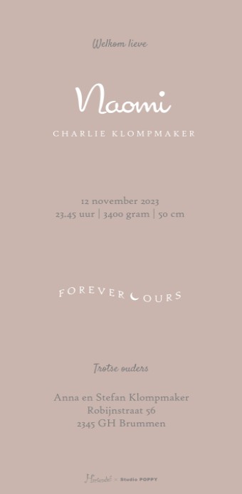 Geboortekaartje Hartendief dierenstapel arctic