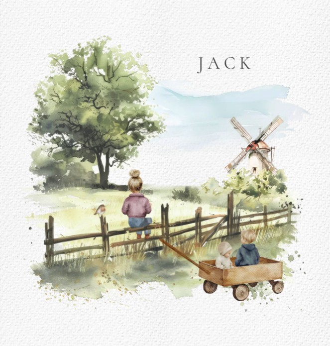 Geboortekaartje hek met molen