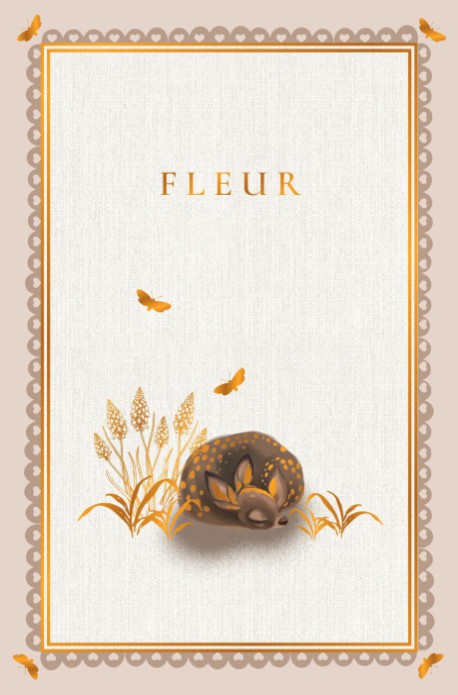 Geboortekaartje hertje met folie accenten. Het illustratieve kader maakt het een heel bijzonder geboortekaartje. De kleuren kun je naar wens aanpassen. Maak eens een proefkaartje om hem in echt te bewonderen.