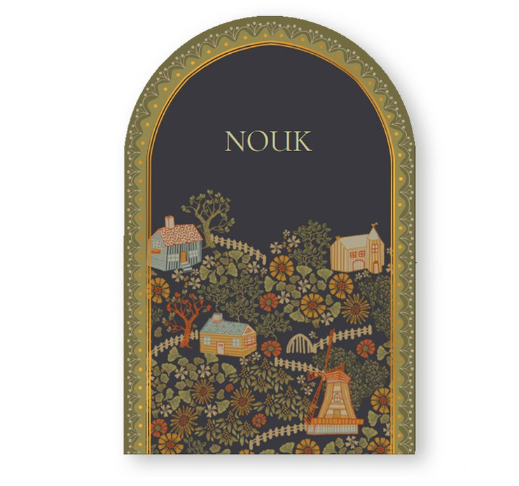 Geboortekaartje dorp met huisjes in boogvorm. De warme kleuren en bijzondere illustraties maken het een bijzonder geboortekaartje. Het illustratieve kader is in verschillende kleuren op te maken dus geheel naar wens aan te passen. Het kerkje, hekjes en hu