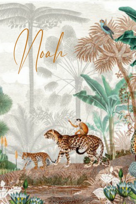 Geboortekaartje jungle met panters en folie