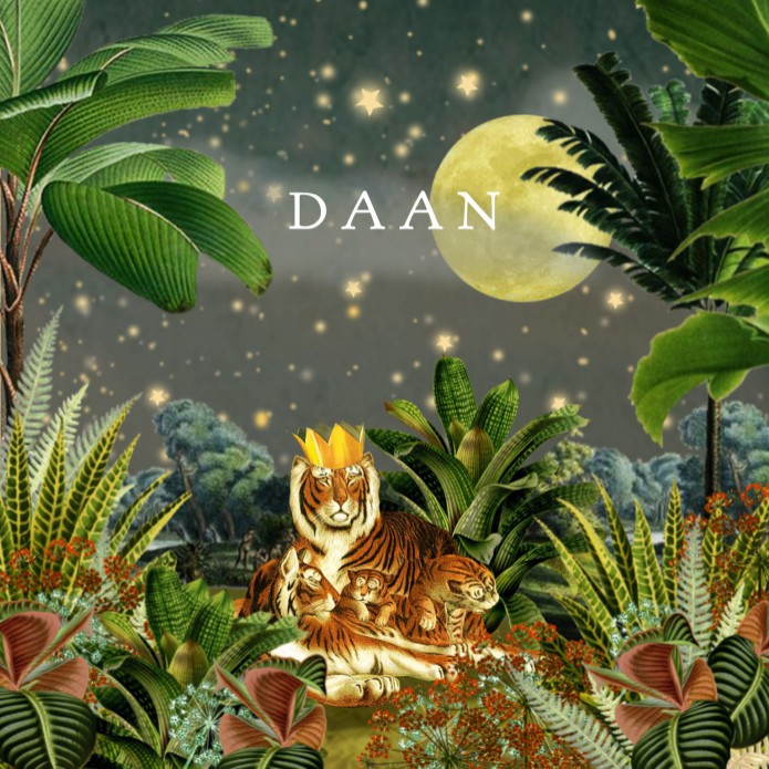 Geboortekaartje jungle tijger met twee welpjes