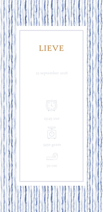 Geboortekaartje klassiek met blauwe streepjes