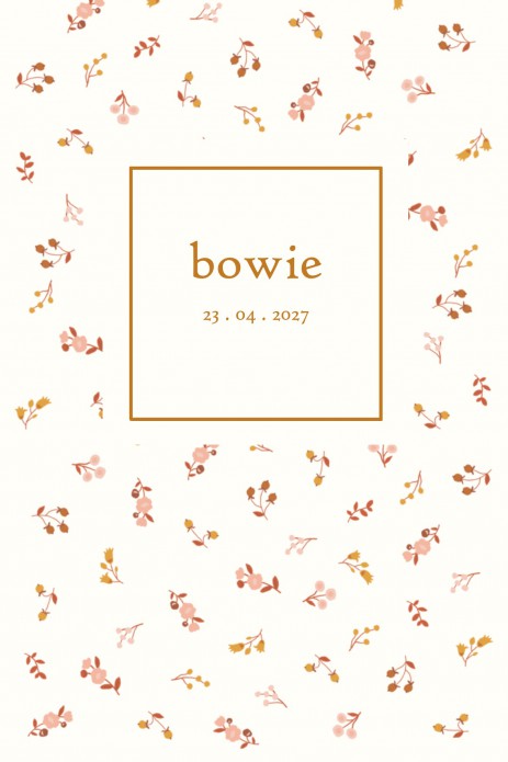 Geboortekaartje lief bloem patroon met folie