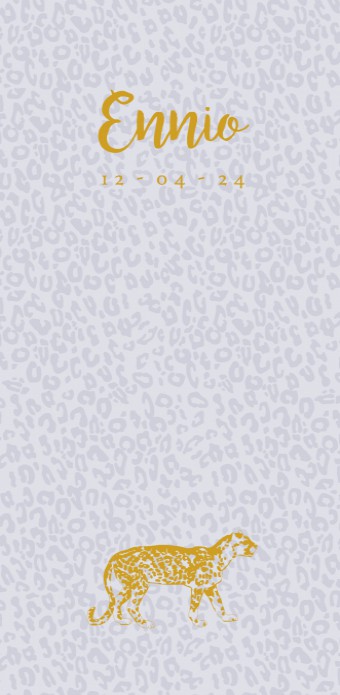 Geboortekaartje koper foliedruk panter jongen