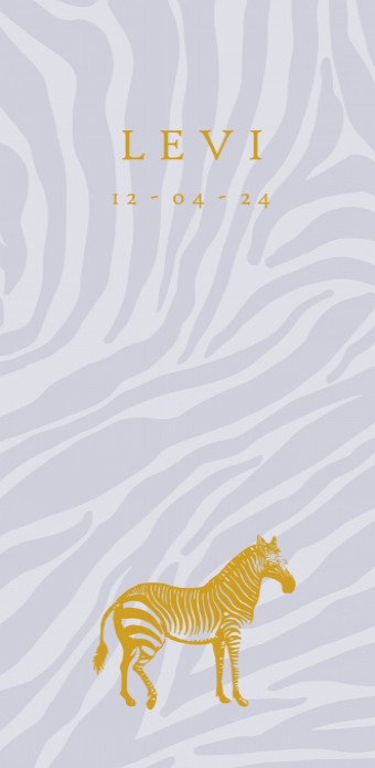 Geboortekaartje koper foliedruk zebra