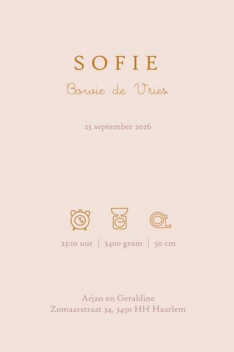 Geboortekaartje kleurverloop in warme kleuren. Prachtig accent met folie van maantje, planeten en sterren op kwalitatief hoogwaardig papier. Een tijdloos geboortekaartje dat prachtig van kleur is. Vraag eens een proefkaart aan en kies wat het beste bij ju