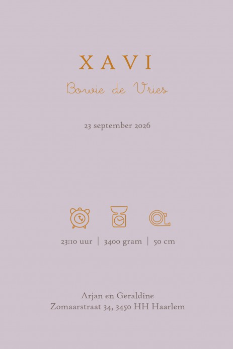 Geboortekaartje kleurverloop in warme kleuren. Prachtig accent met folie van maantje, planeten en sterren op kwalitatief hoogwaardig papier. Een tijdloos geboortekaartje dat prachtig van kleur is. Vraag eens een proefkaart aan en kies wat het beste bij ju