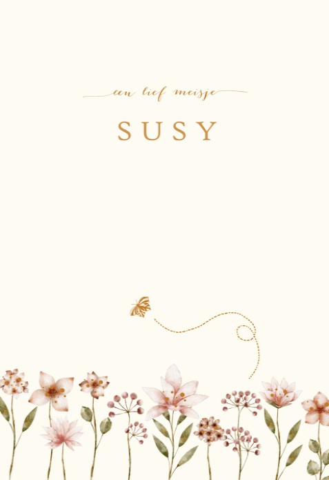 Geboortekaartje lief met bloemen