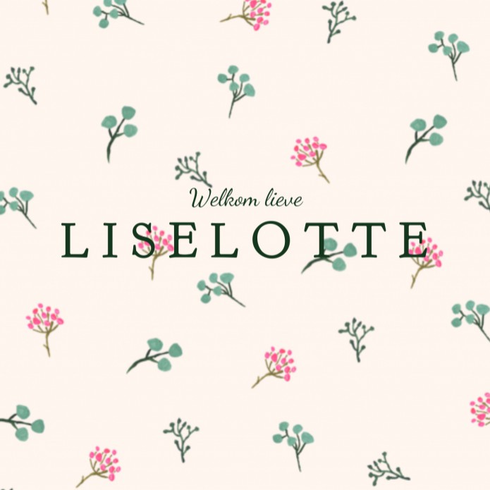 Geboortekaartje lief bloemenpatroon blauw roze