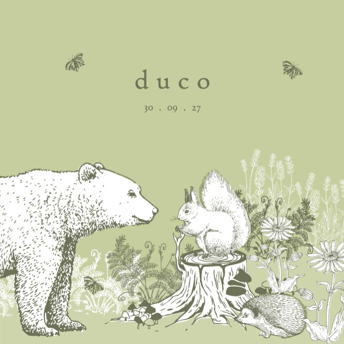 Geboortekaartje lief bos thema eekhoorn