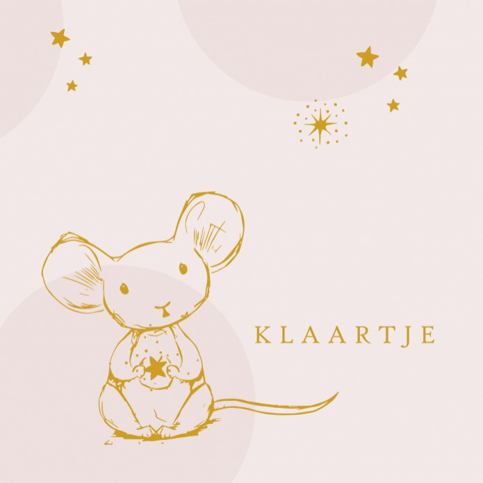 Geboortekaartje muisje met sterretjes foliedruk