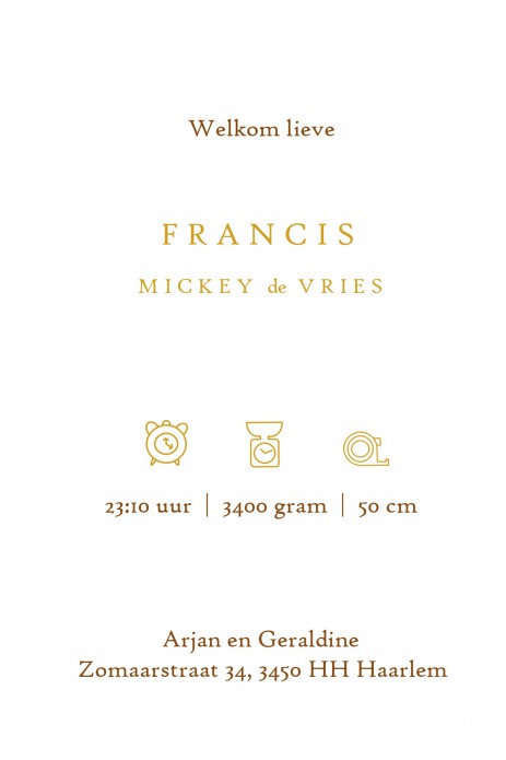 Geboortekaartje met foliedruk is héél stijlvol en chique. Het maakt jouw kaartje extra bijzonder voor jullie kindje. Er zijn verschillende soorten foliedruk om tussen te kiezen. Ga zelf aan de slag met jouw lievelings lettertype en maak het jullie unieke 