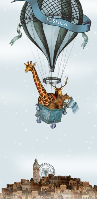 Geboortekaartje luchtballon boven de stad Londen