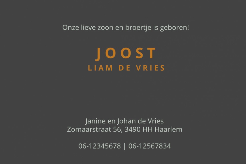 Geboortekaartje koperfolie luiaard. Foliedruk geboortekaartjes zijn niet meer weg te denken. Ze geven jullie bijzondere geboortekaartje een chique uitstraling en eentje om voor altijd te bewaren. Bepaal zelf wat in foliedruk wil hebben, wij helpen je! Vra