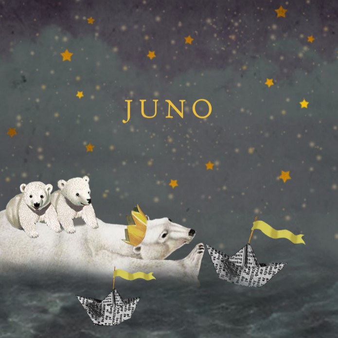 Geboortekaartje maan sterren ijsbeer Broertje zusje