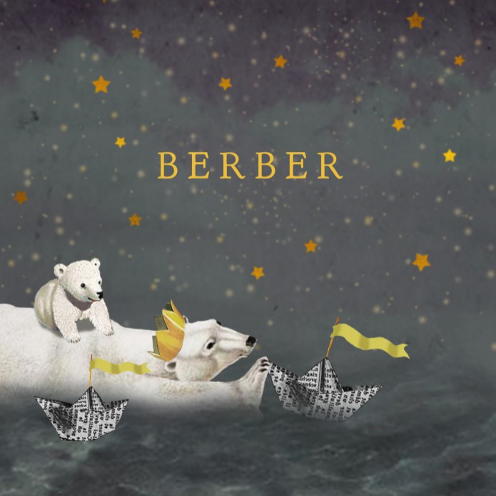 Geboortekaartje maan sterren ijsbeer