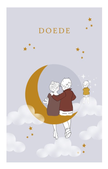 Geboortekaartje maan en sterren overleden broertje