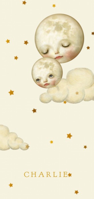 Staande kaart met mama maan en baby maantje