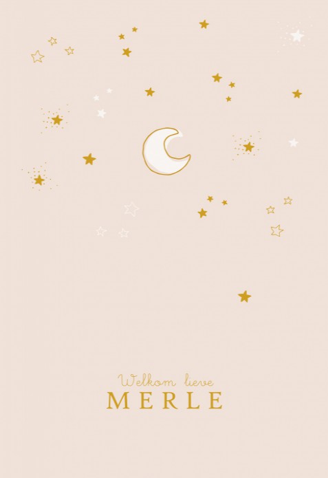 Geboortekaartje maantje met sterretjes