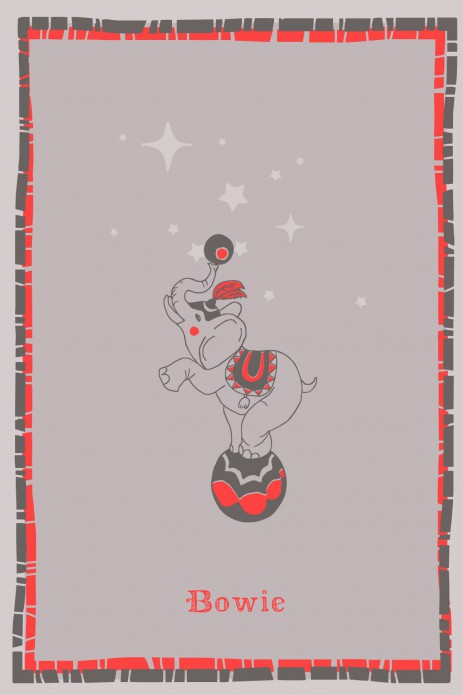 Geboortekaartje vintage circus met balancerende olifant