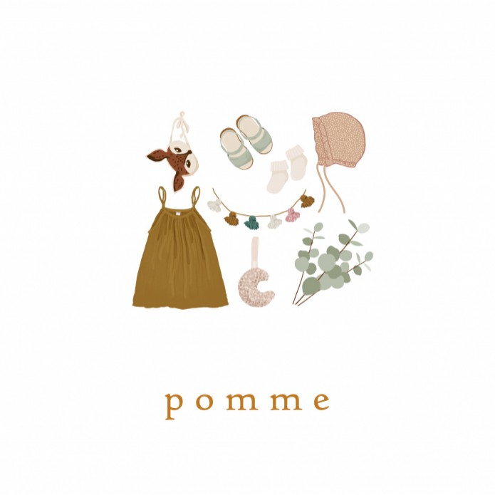 Geboortekaartje hippe baby kleertjes