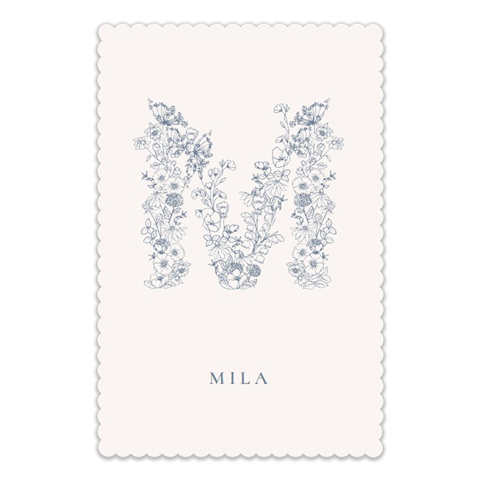 Geboortekaartje schulprandje met botanisch monogram